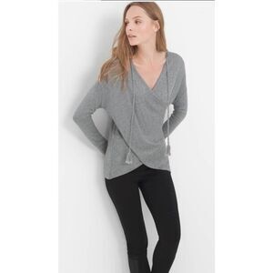 White House Black Market Wrap Front Sweater Sz L Cashmere Wool Blend